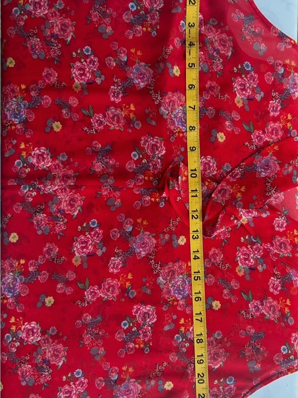 CAbi Red Floral Ruffle Sleeveless Camisole - Picture 4 of 5